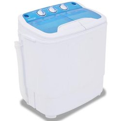 vidaXL Mini Lavatrice a Vaschetta Doppia 5,6 kg con Timer Tubo di Scarico Leggera Portatile Salvaspazio Campeggio Camper in Plastica Blu e Bianco vidaXL Mini Lavatrice a Vaschetta Doppia 5,6 kg con Timer Tubo di Scarico Leggera Portatile Salvaspazio Campeggio Camper in Plastica Blu e Bianco
