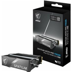 Msi Spatium M570 Pro Pcie 5.0 Nvme M.2 2TB Frozr - Unità Ssd Interna Da 2 Tb Con Radiatore, Pcie 5.0 Nvme M.2, Lettura 12400 Mb/S & Scrittura 11800 Mb/S, 3D Nand, 1400 Tbw, Garanzia 5 Anni