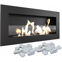 KRATKI Delta Slim Caminetto a bioetanolo + ciottoli 2 kg | Installazione a parete o ad angolo, con vetrificazione l Biocontenitore 0,4 l, certificato TÜV | Acciaio, 40 x 90 cm, nero KRATKI Delta Slim Caminetto a bioetanolo + ciottoli 2 kg | Installazione a parete o ad angolo, con vetrificazione l Biocontenitore 0,4 l, certificato TÜV | Acciaio, 40 x 90 cm, nero