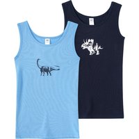 2 Jungen Unterhemden mit Dino-Motiv