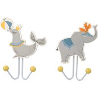 2 Kleiderhaken mit Zirkus-Motiven