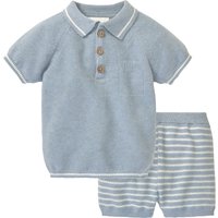 Baby Strick-Poloshirts und Shorts im Set
