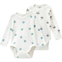 2 Baby Langarmbodys mit Allover-Print