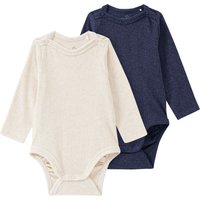 2 Baby Langarmbodys mit Rippstruktur