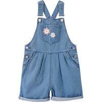 Mädchen Latzshorts mit Blümchen-Stickerei