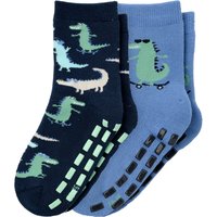 2 Paar Jungen Stoppersocken mit Krokodilen