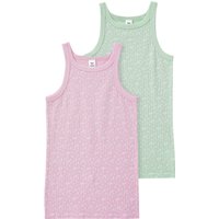 2 Mädchen Unterhemden mit Blümchen-Print