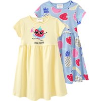 2 Mädchen Kleider mit bunten Motiven