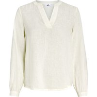Damen Leinen-Bluse mit kurzem Stehkragen
