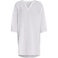 Damen Leinen-Longbluse mit V-Ausschnitt
