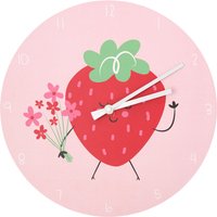 Wanduhr mit Erdbeer-Motiv