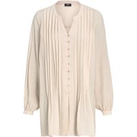 Damen Leinen-Bluse in Plissee-Optik