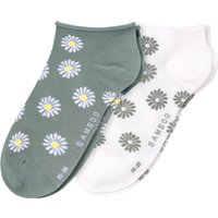2 Paar Damen Sneaker-Socken mit Blümchen