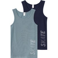 2 Jungen Unterhemden mit Text-Print