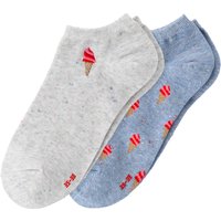 2 Paar Damen Sneaker-Socken mit Eis-Motiven