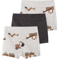 3 Baby Boxer mit Baufahrzeug-Allover