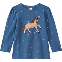 Mädchen Langarmshirt mit Pferde-Applikation