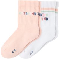 2 Paar Mädchen Tennissocken mit Kita-Motiv