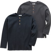 2 Jungen Langarmshirts aus Waffel-Piqué