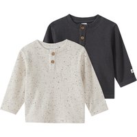 2 Newborn Langarmshirts mit Waffelstruktur