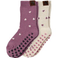 2 Paar Mädchen Stoppersocken mit Herzen