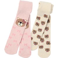 2 Mädchen Strumpfhosen mit Bären-Motiven