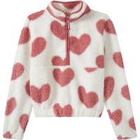 Mädchen Plüsch-Pullover mit Herzen allover