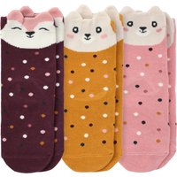 3 Paar Mädchen Socken mit Tiergesichtern