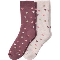2 Paar Mädchen Frottee-Socken mit Herzen
