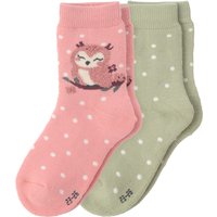 2 Paar Mädchen Frotteesocken mit Eulen-Motiv