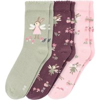 3 Paar Mädchen Socken mit Hasen-Motiven