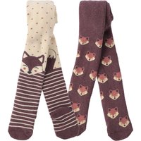 2 Baby Frottee-Strumpfhosen mit Fuchs-Muster