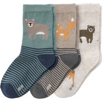 3 Paar Baby Socken mit Wald-Motiven