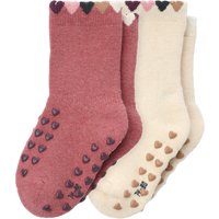 2 Paar Baby Krabbelsocken mit Herzdetails