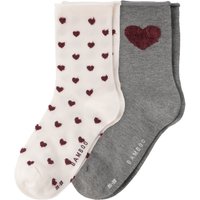 2 Paar Damen Socken mit Herz-Motiven