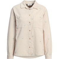 Damen Cordbluse mit floraler Stickerei