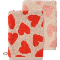 2 Waschhandschuhe mit Allover-Muster