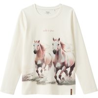 Mädchen Langarmshirt mit Pferde-Print