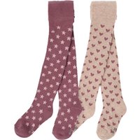 2 Mädchen Strumpfhosen mit Glitzer-Allover