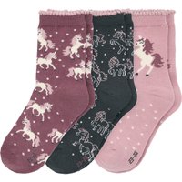 3 Paar Mädchen Socken mit Einhorn-Motiv