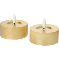 2 flache LED-Kerzen aus Wachs