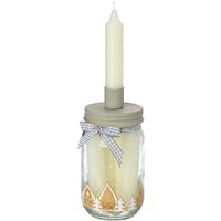 5 Kerzen im Glas mit Winter-Motiv