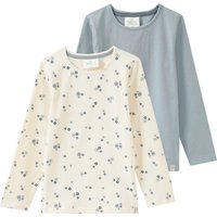 2 Mädchen Langarmshirts mit Blümchen