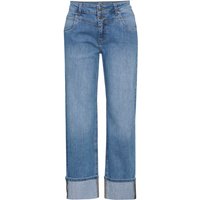 Damen Straight-Jeans mit breitem Umschlag
