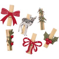 6 Klammern im weihnachtlichen Design