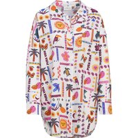 Damen Leinen-Bluse mit Allover-Print