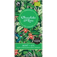 Chocolate & Love Organic Fairtrade Mint 67% Dark Chocolate Bar - 80g