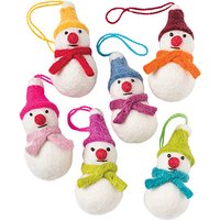 Mini Felt Snowman Hanging Decorations - Set of 6