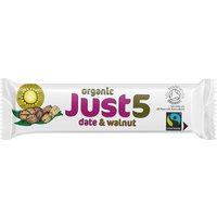 Tropical Wholefoods Just 5 Organic & Fairtrade Snack Bar - Date & Walnut - 8 x 40g