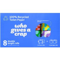 Who Gives a Crap Recycled Double Length Toilet Tissue - 8 Rolls